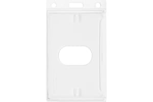 WWW.KARTEO.DE Porte-carte avec trou oblong, Porte-badge en plastique dur transparent vertical, Pochette protège-carte pour carte d’identification