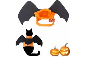 INGJIA Halloween Katze Fledermaus Flügel Kostüm Haustier Cosplay Vampir Bekleidung Kleiner Weihnachtskleidung Fledermaus Skelett Knochenflügel mit Kätzchen Welpen Schädel Zurück Klettverschluss