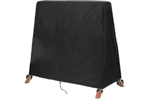 BUJUYUXU Hollywoodschaukel Abdeckung Spitzdach, Plane für Hollywoodschaukel Wasserdicht, UV und wetterbeständig 420D Oxford-Stoff-Schwarz (182cm)