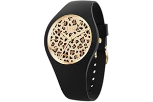 ICE WATCH(アイスウォッチ) ICE-WATCH - Ice Leopard Black - Montre Noire pour Femme avec Bracelet en Silicone - 021728 (Small 37)