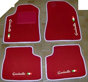 Tappetini compatibili con Alfa Romeo GT 2003-2010, ricamo Alfa GT bandiera Ita, kit tappetini auto personalizzati, set tappeti in moquette, tappeto auto