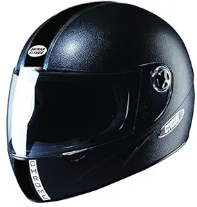Studds Chrome Full Face Helmet with Mirror Visor (Black Plain, L)