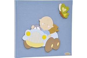 Fabula Linea Teneri Giochi - Album Nascita - Formato cm 24x30 con Copertina 127 Cielo e Applicazioni in Legno - 4 Fogli DIARIO Nascita + 30 Fogli Bianchi per incollaggio Foto - cod. 163091n