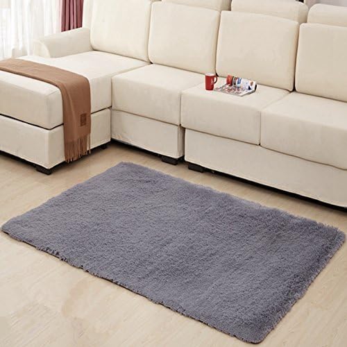 MBIGM Home Decorator Modern Shag Area Rugs Super Soft Solid Living Room Carpet Bedroom Washable Rug and Carpets, 2 ft. 8 in. X 4 ft. [80 * 120cm] Grey