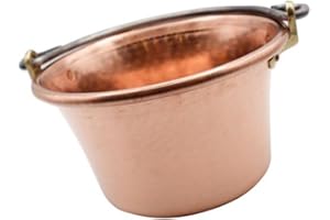 CREARTISTIC Paiolo per Polenta in Rame, 25cm 3,5L - Tradizionale Manico ad Arco Ferro Battuto, 4/5 Pax, anche per Marmellata, Formaggi, Pentola Martellata a Mano - Made in Italy