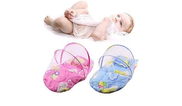 Generic Blue 1pc Baby Crib Netting Bed Crib Folding Mosquito Net Infant Cushion Mattress Pillow Baby Bed Wholesale Amazon In Home Kitchen