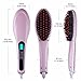 GHB Electric Hair Straightening Brush Electric Hair Brush for Professional Straightening Styling with LCD Display (Pink)