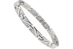 ENERGETIX-4YOU Energetisches Edelstahl Power Dynamic Energie Magnetarmband Oceanic Welle uni silber poliert Energetix 4you 201 B Größe L/XL