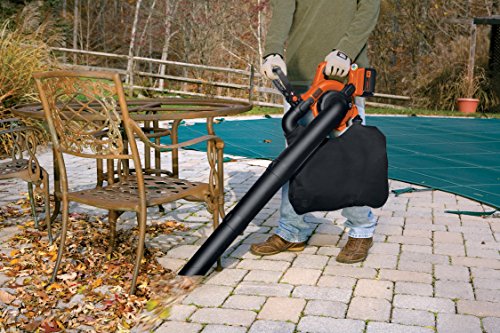 Black+Decker 2-in-1 36V Li-Ion 2.0Ah PowerSelect Akku-Laubbläser- Laubsauger, 145 bis 218km/h, inkl. integrierter Häcksler, Fangsack 17.5l, mit Akku + Ladegerät, GWC3600L20, schwarz orange - 6