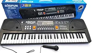 Rock Star Big Fun 61 Keys Digital Electronic Piano Keyboard with Led Display & Microphone Multi-Function Portable Piano Keyboard with USB connecting Function for Kids with single Speaker(children and complies with the RoHS safety certified).