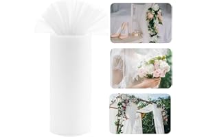 QINERSAW Rotolo di Tulle Bianco 92M*32CM Bobina Organza Bianco per Decorazione Fai Da Te Bomboniere Regalo Festa Compleanno Matrimonio
