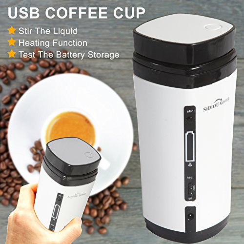 Sidiou Group Automatische Rühren nachladbare USB-Stromversorgung Beheizte Warmer Kaffee Wasser-Getränk-Cup Getränke Tee Heizung Tasse 130ml (weiß) - 7