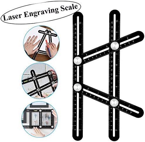 Angleizer Template Tool, Auban Upgraded Premium Aluminum Alloy Ruler General Angleizer Template Ruler Multi Angle Measuring Ruler for Builder Carpenter Craftsman Architect Handyman 2 Year Warranty