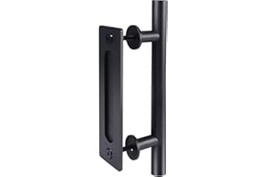vocheer Sliding Door Handle,33cm Heavy Duty Barn Door Handle Stainless Pull Hardware Set Hardware Handle for Closet Home Black Door Handles