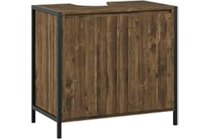 Vicco Mobile sottolavabo per bagno Naola, Quercia/nero, 70 x 65 cm con 2 scomparti chiusi