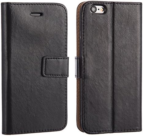 NWNK13 Iphone 7 / iPhone 8 Black Case Premium Leather Slim Book Side Open Flip Kickstand iPhone 8/7 Case Cover with S