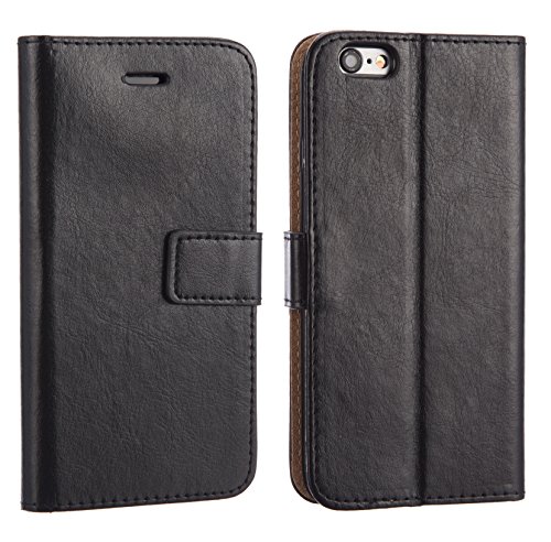 NWNK13Â® iPhone 6 / 6S (4.7'' inch) Printed Design Pu Leather Wallet with Card Slot (Black Leather)