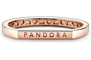 Pandora Pierścionek Stacking z logo srebro wysokiej próby w kolorze różowego złota rozmiar 52