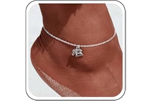 Cimenexe Bohemian Elephant Ankle Bracelet Silver Elephant Ankle Chain Bracelet Elephant Beach Anklet Chain Metal Elephant Foot Chain Anklet Summer Beach Foot Chain Jewelry for Women and Girls Gifts