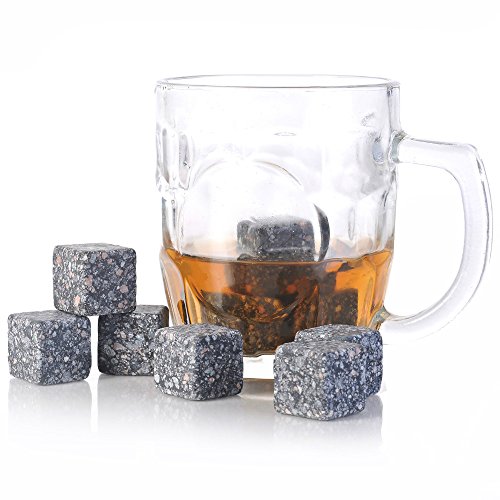 SlowTon Whisky Steine (9 Stück), Wiederverwendbare Eiswürfel aus natürlichem Granit Whiskysteine, Whisky Stones, Wiederverwendbar Kühlsteine Für Getränke, Reusable Food Grade Ice Cubes Set, für Whiskey, Wein und Mehr Eiswürfel kühlen Sie Ihre Getränke ohne Verdünnung Zange mit Gummispitze - 2