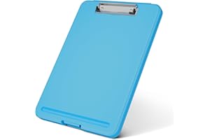 Hnogri porte-bloc a4 Avec pince de rangement, porte bloc A4 pliable en plastique pour infirmières, avocats, étudiants, salles de classe, bureau, femme, homme, taille 34 x 24 x 2,3 cm, bleu