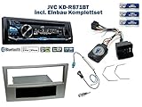 Radioeinbau Komplettset mit Lenkradfernbedienungs Adapter, Einbaublende, Antennenadapter und dem JVC KD-R871BT