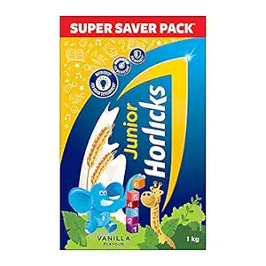 Junior Horlicks, Health & Nutrition Drink for Toddlers & Young Kids, For Brain Development, Weight Gain and Immunity, Vanilla Flavour, Refill, 1 kg
