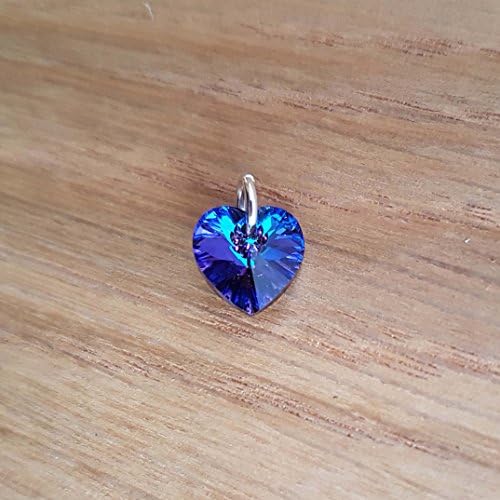 Deep Ultra Violet Heart Charm on a Sterling Silver Jumpring - made with Swarovski Elements