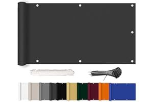 ROBAG Sichtschutz Balkon Balkonumspannung, Sichtschutz Balkon seitlich Wasserabweisend Sonnenschutz mit Ösen Nylon Kabelbinder und Kordel, Deko für Balkongeländer, 90x600cm, Anthrazit