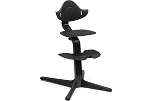 Stokke Nomi Chair, Black - Inspires Active Sitting - Tool-Free, Seamless Adjustability - Includes Stable Footrest & Anti-Tilt Wheels - Holds Up to 150 kg