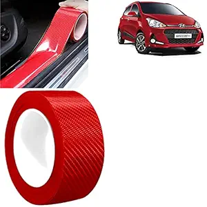 Aksmit Car Door Sill Protector Bumper Protector Carbon Fiber Car Wrap Film 5D Gloss Red Vinyl Automotive Wrap Film Self-Adhesive Anti-Collision Film Fits for Grand i10(2 Inch x 30 Feet)