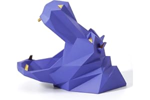 HAUCOZE Amoy-Art Plato de Caramelos Dulces Tarro de Galletas Hippo Figura Decorativa Modern Escultura Arte Animal Regalo Interior Estatua Resina Púrpura 20cm