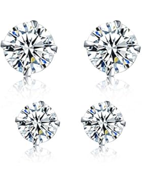 JiangXin Unisex Klassische Liebespaar Vier Pfoten Zwei Paar Zirkon Groß 0.6mm & Klein 0.4mm 925 Sterlingsilber...