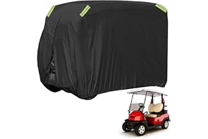 JSCARLIFE Golfvagnsskydd, vattentät, 210D Oxford, buggy-skydd för alla väder med elastiskt band, dragkedja, dörr och reflekterande remsor, skydd för E&ZGO, klubbbil, Ya&maha, universell passform