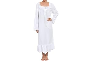 LALANDER Elegancka damska koszula nocna, piżama, bielizna nocna, z długim rękawem, piżama z koronką