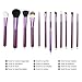 Abody 12pcs Makeup Brush Set Cosmetic Brush Kit Wooden Makeup Tool with Cup Leather Holder Case (Purple)
