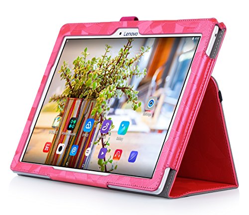 ISIN Tablet Fall Serie Premium PU-Leder Schutzhülle für Lenovo Tab 2 A10, Tab3 10 Plus und Tab3 10 Business 10.1 Zoll Tablet Velcro Handschlaufe und Umhängeband (Schwarz) - 3