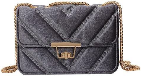 Bag Winter Velvet Fashion Simple Handbag Diagonal Shoulder Bag,Gray-OneSize