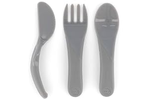 Twistshake Kinderbesteckset mit kurzen Griffen | Plastik | BPA Frei | ab 6 Monaten, Pastel Grey, Grau, 78204