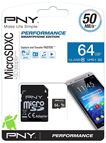 PNY Micro SDXC Performance Speicherkarte 64GB Class 10 50MB/s - 2