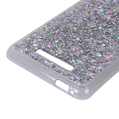 Funda para Xiaomi Redmi Note 3  Asnlove 3D Bling Brillante Glitter Carcasa Silicona Gel TPU Flexible Cover Crystal Clear Case Transparente Protectora Blanda Caso Caja Cubierta para Xiaomi Redmi Note 3 Note 3 Pro 5 5 Pulgadas  Plateado Silicona Funda Case