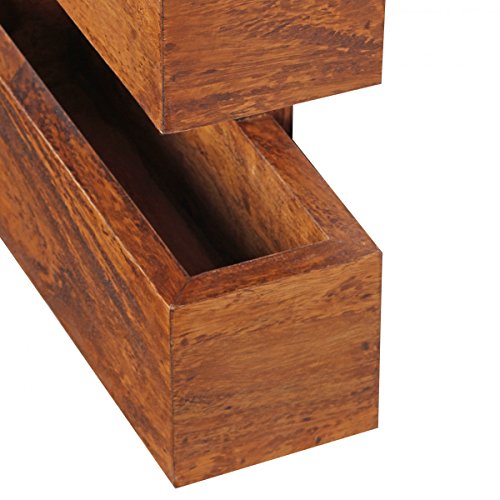 FineBuy Zeitungsständer Massivholz Sheesham 2 Ablagefächer Zeitschriften-Ständer Design Prospekt-Halter Landhaus-Stil Holz-Regal Natur-Produkt Wohnzimmer-Regal Buch-Ablage Echtholz Wandregal Unikat - 5
