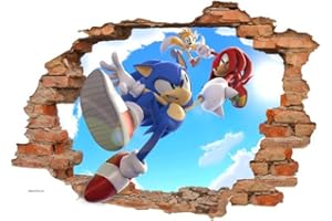 QUEENWIFF Sonic Wall Decals Sticker,Children Cartoon Bedroom Background Wall Decoration Self Adhesive Wall Sticker,Hedgehog Video Game Sticker Birthday Party Supplies