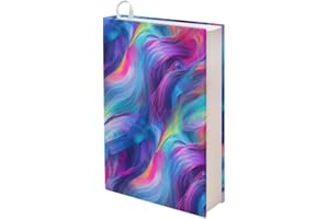 Kuiaobaty Copertina per libri artistici color fluo, a righe viola e blu, in tessuto elastico, protezione per libri di dimensioni standard