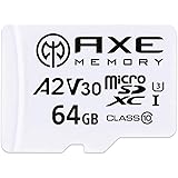 AXE 64GB microSDXC Memory Card + SD Adapter with A2 App Performance, V30, UHS-I U3, 4K