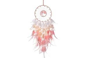 Attrape-rêves Rose, BetterJonny Capteur de Reves en Plumes Grand Attrape Rêve Capteur de Rêves Vintage Dream Catcher Handmade Attrapeur de Rêves Capteur de Rêves pour Chambre Maison Décoration