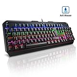 【Wasserdicht,Haltbarkeit und kein Ausbleichen】❥ Im vergleich zu einer normalen Tastaur hat VicTsing Mechanische Tastatur mehr als 50 Millionen Tastenanschläge aus. Spritzwasserschutz mit 4 Abflussöffnungen und kein Sorgen über die Auswirkungen der täglichen Wasserflecken. Lasergravur bedeutet, dass der Knopf nie verblasst.