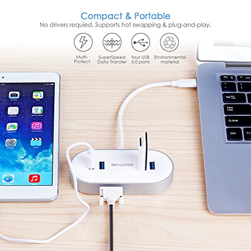 BC Master USB C 4 Port USB 3.0 Hub mit VGA Adapter, mit 4 USB 3.0 Anschlüsse Datenübertragung , 1 VGA Videoadapter , für das neue MacBook, Chromebook Pixel und mehr - 2