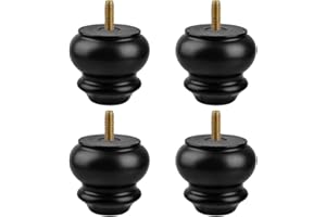 CtopoGo Patas Redondas de Madera para Muebles de Calabaza, Juego de 4, sofá Moderno de Mediados de Siglo, sillón, mesita de Noche, sillón reclinable, Patas de Armario (6"/ 15cm, Negro)