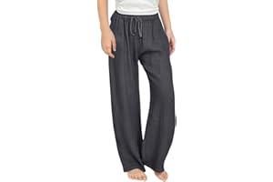 Guqmjde Mädchen Leinenhose Einfarbig Sommerhose Freizeit Sommer Hose Atmungsaktiv Hosen Bequem Sporthose Elastische Taille Freizeithose Loose Outdoorhose Kinder Casual Sweatpants Sweathose